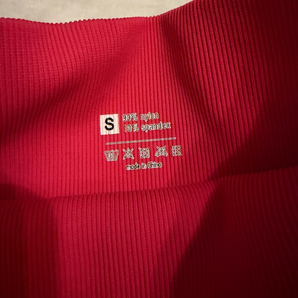 Pink Ribbed Nylon Spandex Top